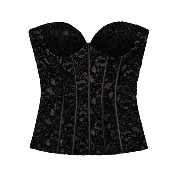 Zara Velvet Lace Black Corset Sz M - Picture 4 of 12